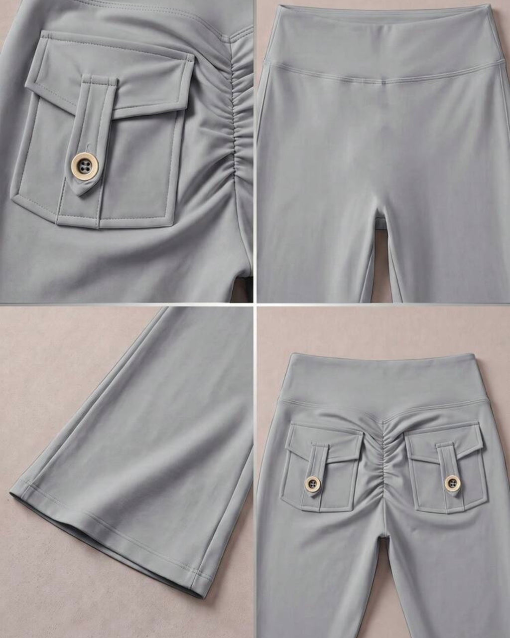 Pantalones Acampanados Gris Claro