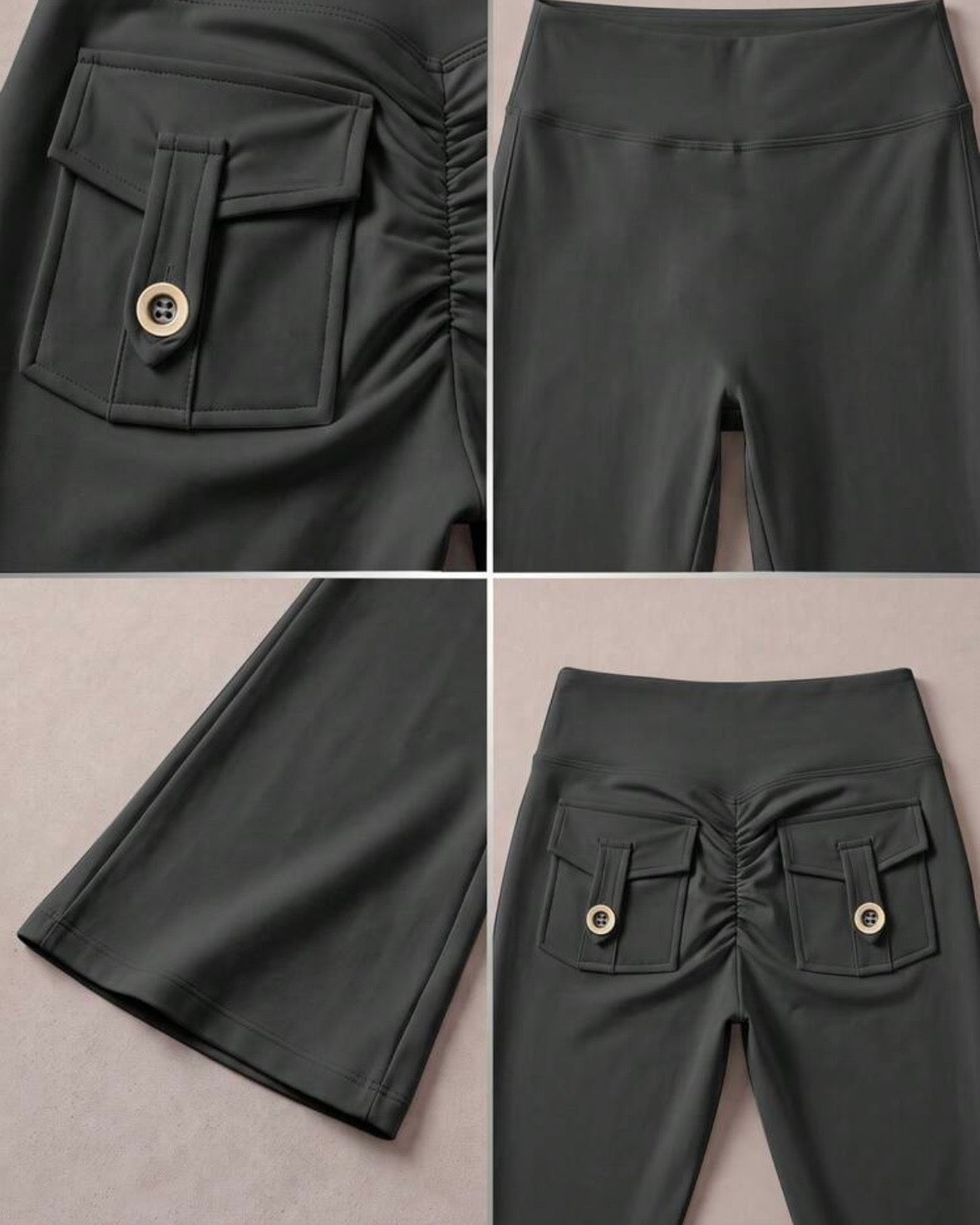 Pantalones Acampanados Gris Oscuro