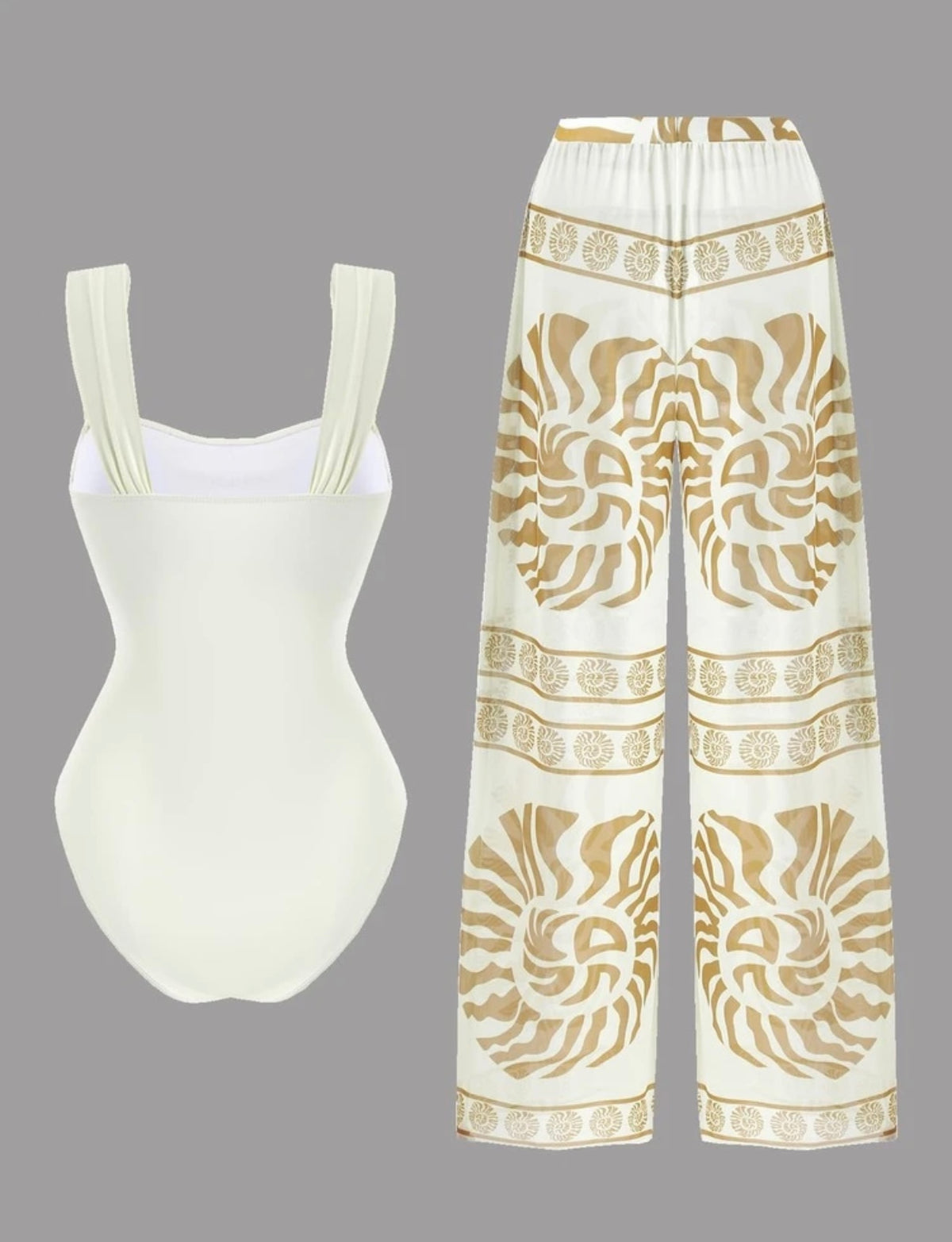 Traje de baño de una pieza con pantalón con estampado