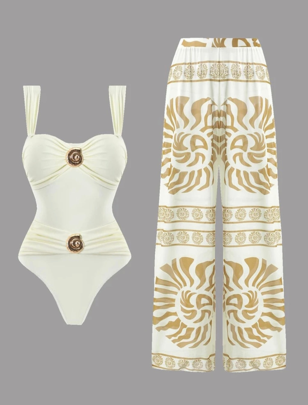 Traje de baño de una pieza con pantalón con estampado