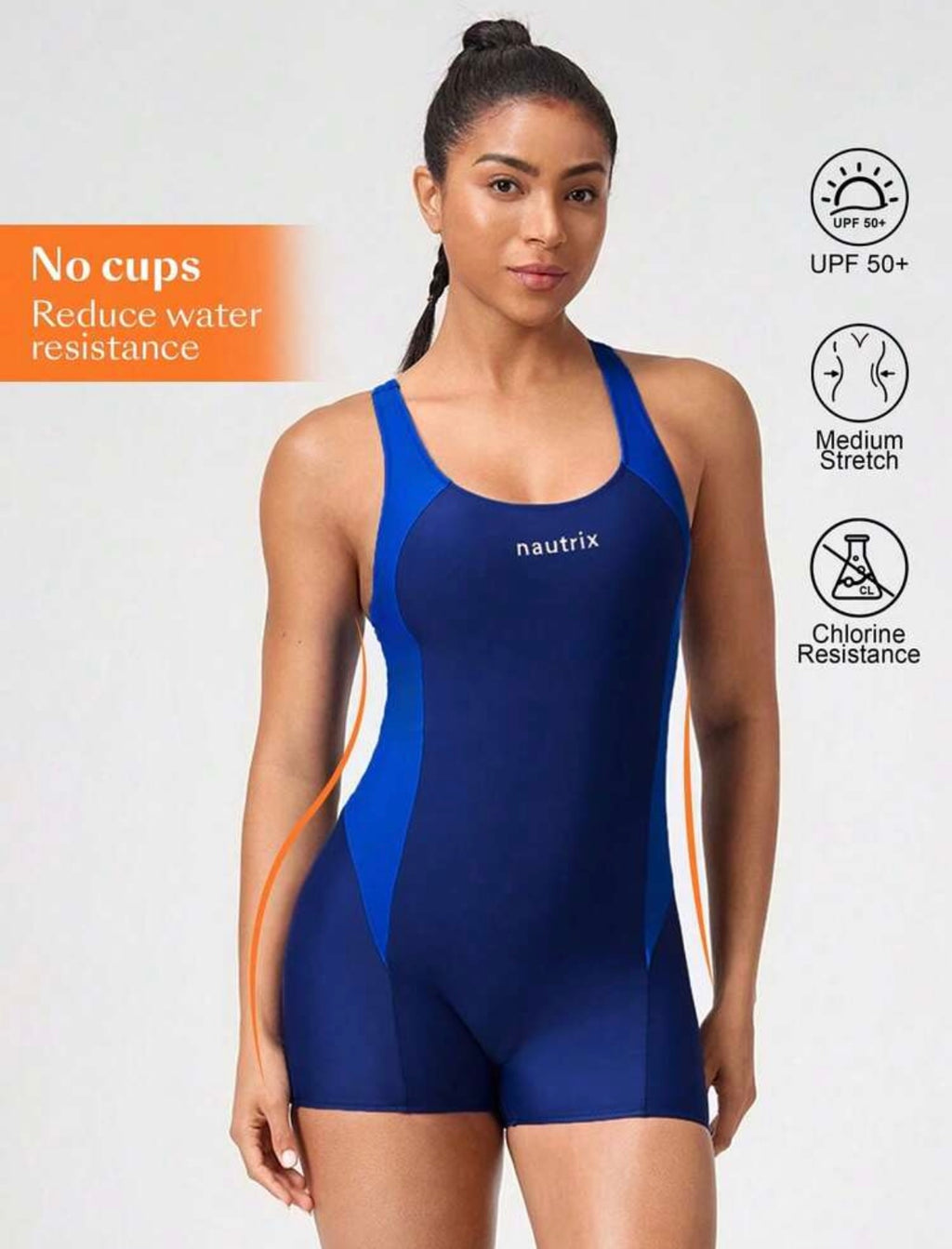 Traje de baño de una pieza unicolor azul