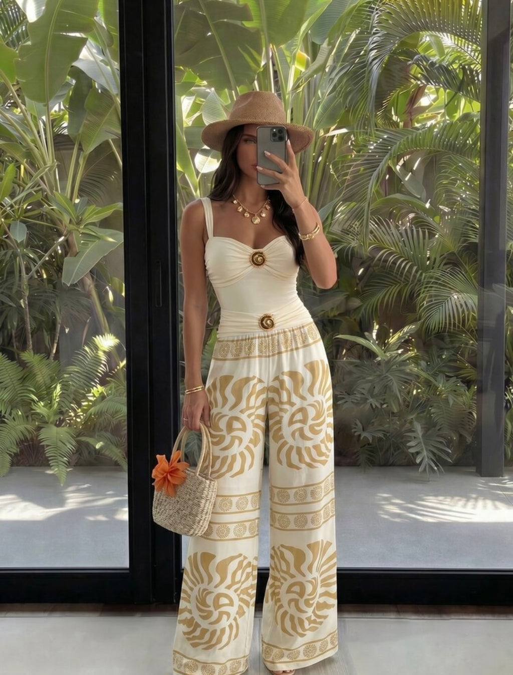 Traje de baño de una pieza con pantalón con estampado