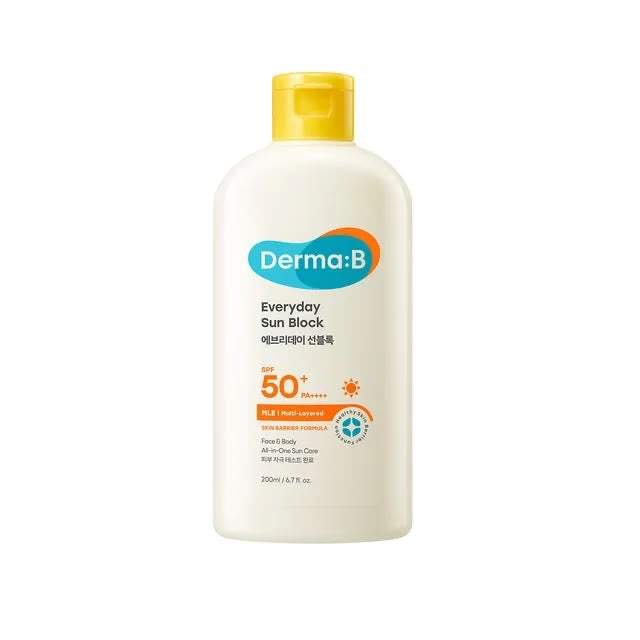 Derma: B Everyday Sun Block SPF50+ PA++++ Skin Barrier Fórmula Face and Body 200ml