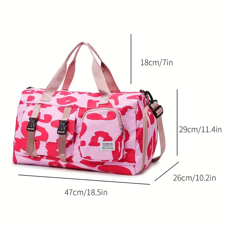 Maletín de mano con estampado rosa