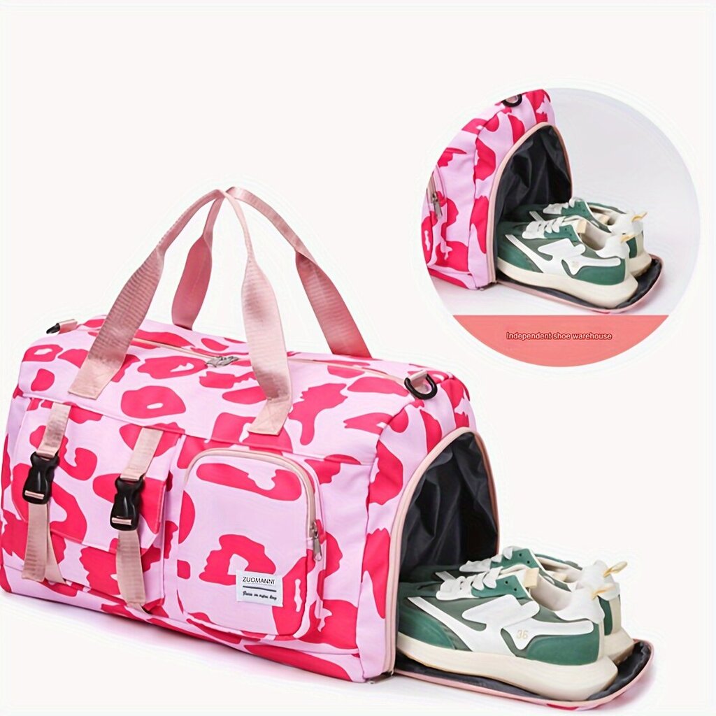 Maletín de mano con estampado rosa