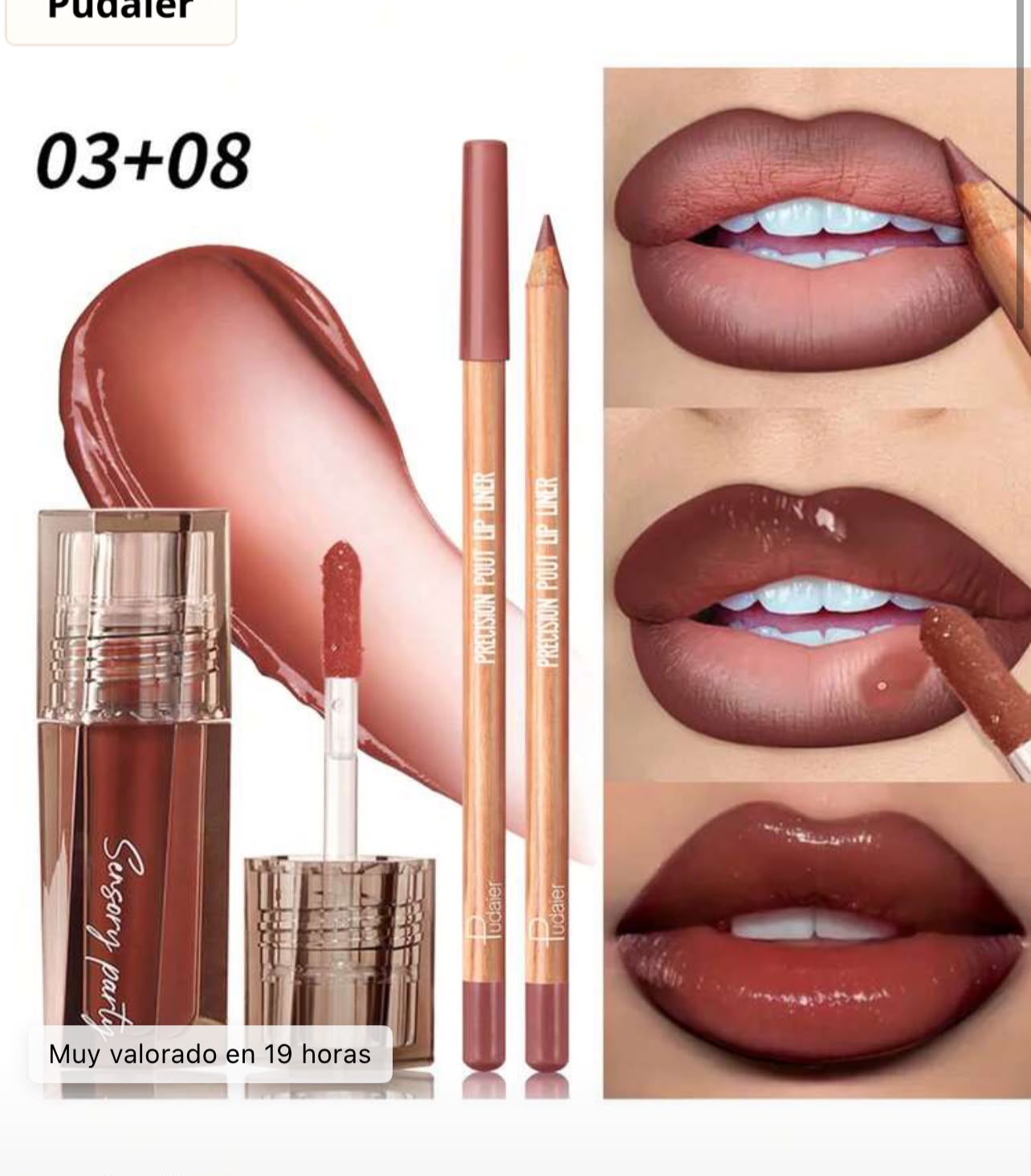Pudaier Lip Combo – Delineador + Bálsamo Labial