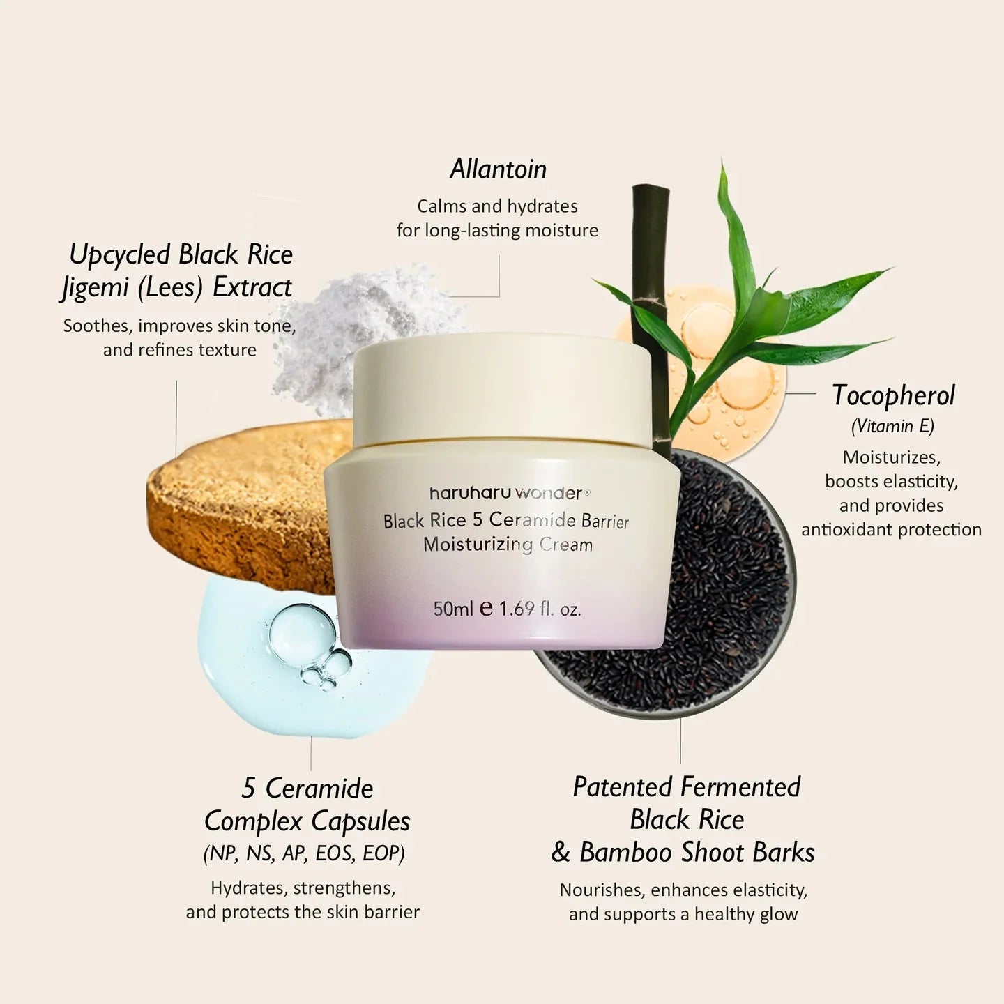 Haruharu Wonder Black Rice 5 Ceramide Barrier Moisturizing Cream 50 ml